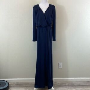 Alice + Olivia navy 100% wool long sleeve maxi wrap dress size small